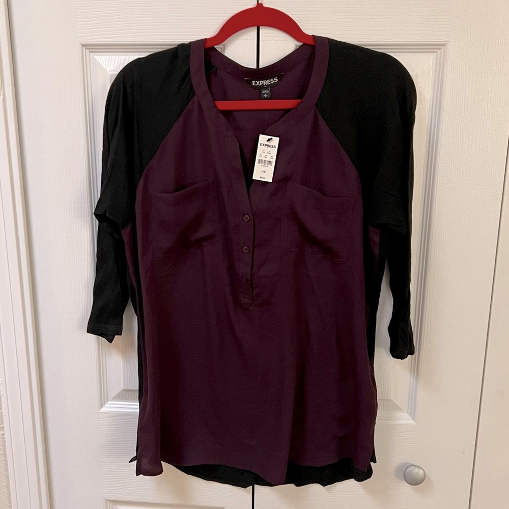 Express purple and black blouse - large NWT